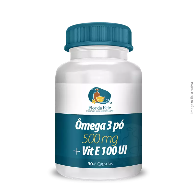 Ômega 3 pó 500mg + Vit E 100 UI 30 Cápsulas