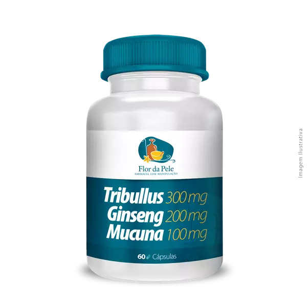 Tribullus 300mg + Ginseng 200mg + Mucuna 100mg 60 Cápsulas 